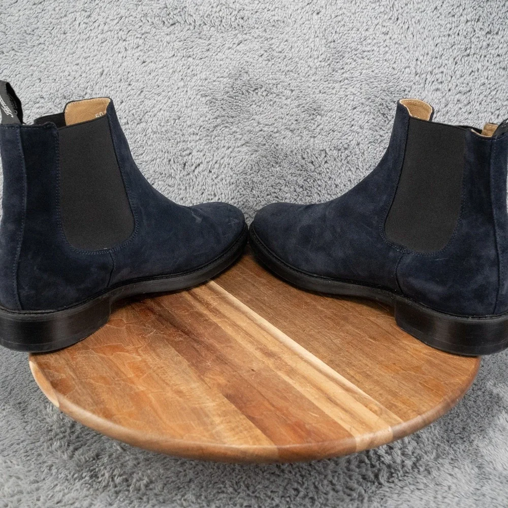 Florsheim Plain Toe Gore Chelsea Boot Size 12 Blue Leather Suede